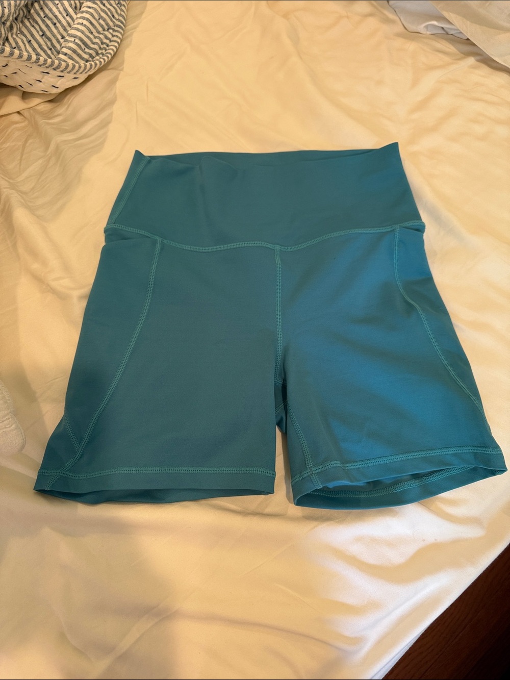 Senita Athletics Teal High-Rise Performance Bike Shorts
